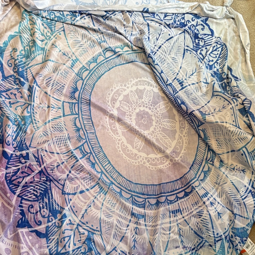 Blue and White Mandala Tapestry